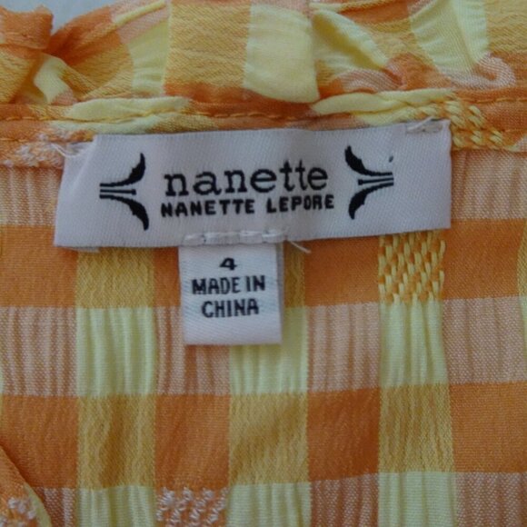 Nanette Lepore Gingham Check Dress Women's Size 4 Orange Yellow Cottagecore - Picture 6 of 8